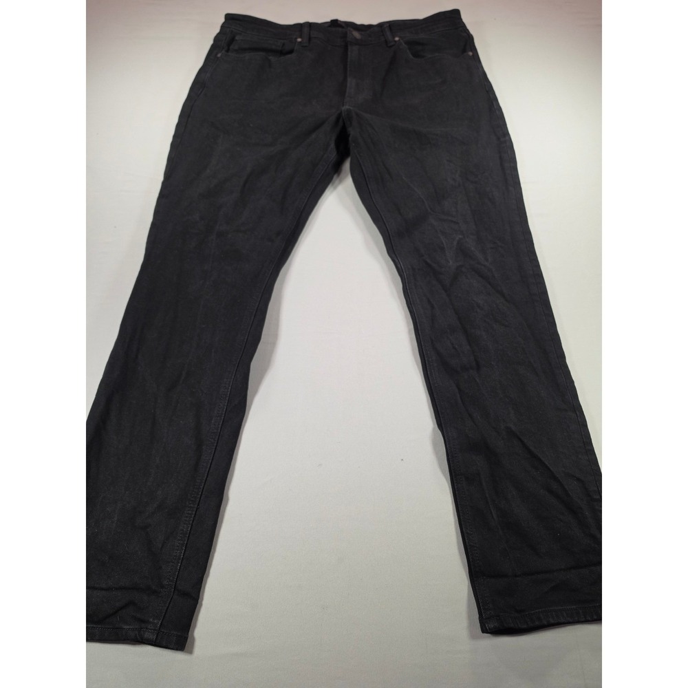 Quince Mens Black Organic Cotton Stretch Denim Jeans 36x30 Straight Leg 1448